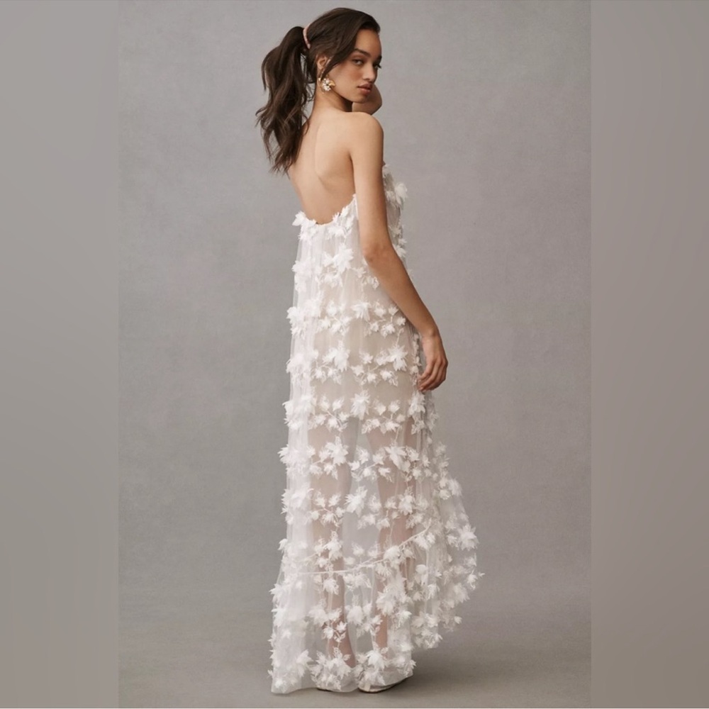 NWT Helsi Anthropologie Size XS Athena White Floral Strapless Midi Dress - Picture 2 of 11